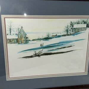 Water color winter framed picture